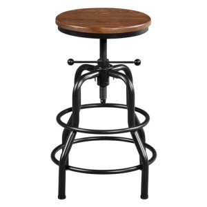 Adjustable Vintage Industrial Bar Stool - Brown