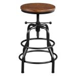 Adjustable Vintage Industrial Bar Stool - Brown