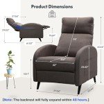 Modern Fabric Recliner Chair with Side Pockets