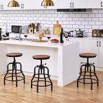 Adjustable Vintage Industrial Bar Stool - Brown