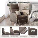 Modern Fabric Recliner Chair with Side Pockets
