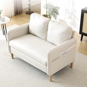 Beige 47" Loveseat for Small Spaces