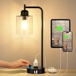 Industrial Nightstand Lamp with USB Charging Port