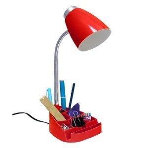 Red Gooseneck Desk Lamp with Tablet Stand