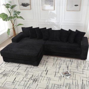 Modern L-Shaped Sectional Sofa with Chaise Black