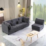 Reversible Modular Sectional Sofa with Ottoman
