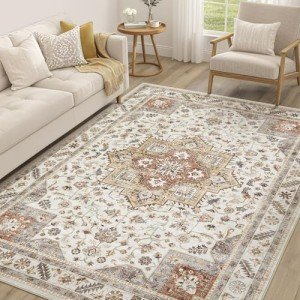 Vintage 5x7 Soft Washable Area Rug - Golden Taupe
