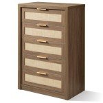 Oakham Home 5-Drawer Rattan Bedroom Dresser