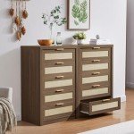 Oakham Home 5-Drawer Rattan Bedroom Dresser