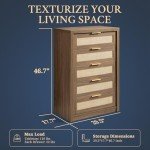 Oakham Home 5-Drawer Rattan Bedroom Dresser