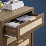 Oakham Home 5-Drawer Rattan Bedroom Dresser