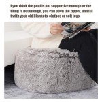 Cozy Faux Fur Round Pouf Ottoman - Brown
