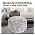 Cozy Faux Fur Round Pouf Ottoman - Brown