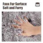 Cozy Faux Fur Round Pouf Ottoman - Brown