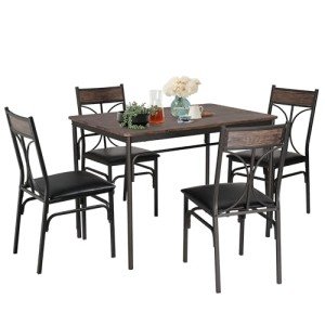 VECELO Compact Kitchen Table Set with 4 Chairs