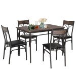 VECELO Compact Kitchen Table Set with 4 Chairs