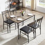 VECELO Compact Kitchen Table Set with 4 Chairs