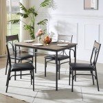 VECELO Compact Kitchen Table Set with 4 Chairs