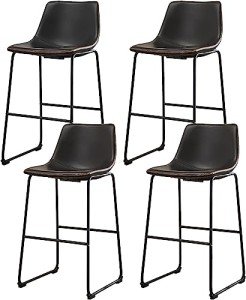 Modern Faux Leather Counter Height Bar Stool Set