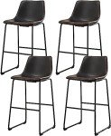 Modern Faux Leather Counter Height Bar Stool Set