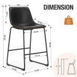 Modern Faux Leather Counter Height Bar Stool Set
