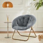 Cozy Faux Fur Saucer Chair - Grey