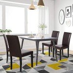 Set of 4 Dark Brown PU Leather Dining Chairs