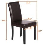 Set of 4 Dark Brown PU Leather Dining Chairs