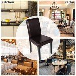 Set of 4 Dark Brown PU Leather Dining Chairs
