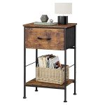 Rustic Brown Nightstand with Storage Drawer