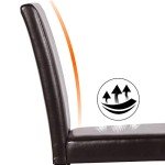 Set of 4 Dark Brown PU Leather Dining Chairs