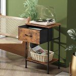 Rustic Brown Nightstand with Storage Drawer