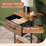 Rustic Brown Nightstand with Storage Drawer