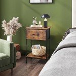 Rustic Brown Nightstand with Storage Drawer