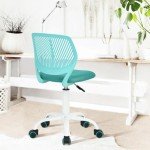 Turquoise Adjustable Armless Desk Chair for Kids