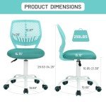 Turquoise Adjustable Armless Desk Chair for Kids