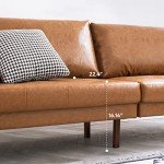 Mid-Century Faux Leather 3-Seater Sofa Couch