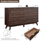 Modern 6-Drawer Fluted Dresser in Dark Walnut