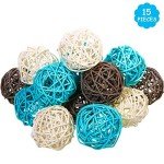Light Blue and Gray Wicker Rattan Decorative Orbs