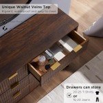 Modern 6-Drawer Fluted Dresser in Dark Walnut