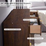 Modern 6-Drawer Fluted Dresser in Dark Walnut
