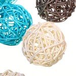 Light Blue and Gray Wicker Rattan Decorative Orbs
