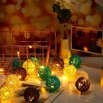 Light Blue and Gray Wicker Rattan Decorative Orbs