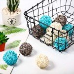 Light Blue and Gray Wicker Rattan Decorative Orbs
