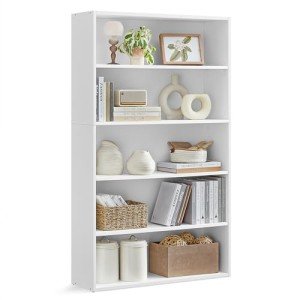 VASAGLE 5-Tier Adjustable White Bookshelf Unit