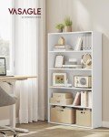 VASAGLE 5-Tier Adjustable White Bookshelf Unit
