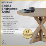 Rustic Round Solid Wood Dining Table - Beige