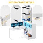 L Shaped Desk with Drawers and Bookshelf 55