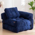 MAXYOYO L-Shaped Sofa Bed with Pillow, Navy