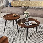 Mid Century Modern Round Walnut Coffee Table Set